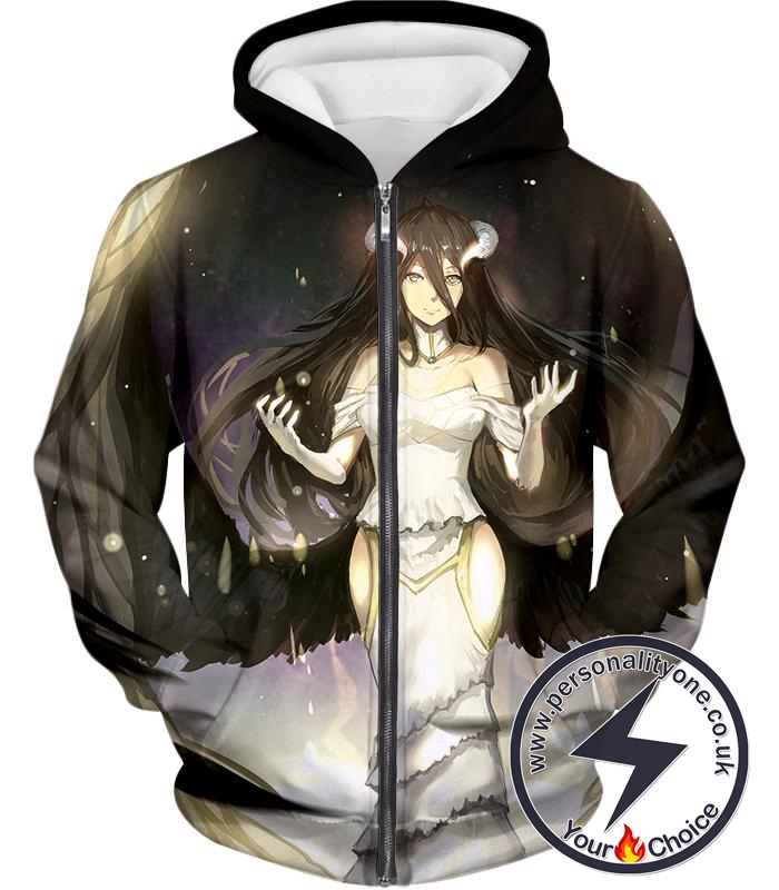 Overlord Extremely Evil White Devil Albedo Cool Action Black Zip Up Hoodie